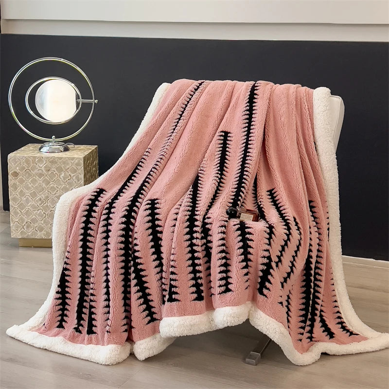 Blanket New Thickened Cloud-feel Fleece Double-layer  Plush Winter Wool Knee Nap Four Seasons Blankets for Sofas Sleeping