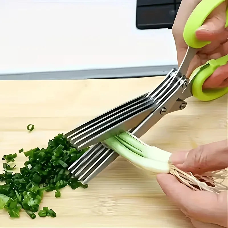 Multi-Layer Stainless Steel Kitchen Scissors for Scallion, Herb and Vegetable Cutting