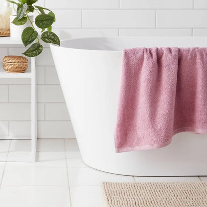 Pink Everyday Bath Towel Soft Absorbent Quick-Dry Comfortable Home