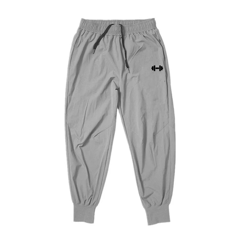 Gym Bodybuilding Fitness Sport Pants Men Casual Training Trousers Elastic Waist Ultra-thin Quick Dry High Waist Loose Long Pants