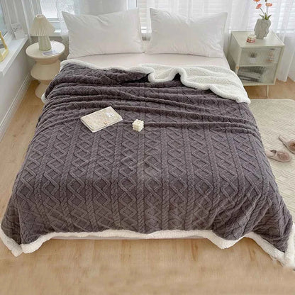 Winter Thick Blanket Comfortable Lamb Fleece Throw Blanket Double Layer Thick Lamb Wool Sleeping Blanket Flannel Throw Bedspread