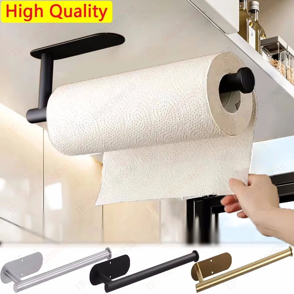 Adhesive Paper Towel Holder and Kitchen Roll Organizer, No-Drill Wall Mount