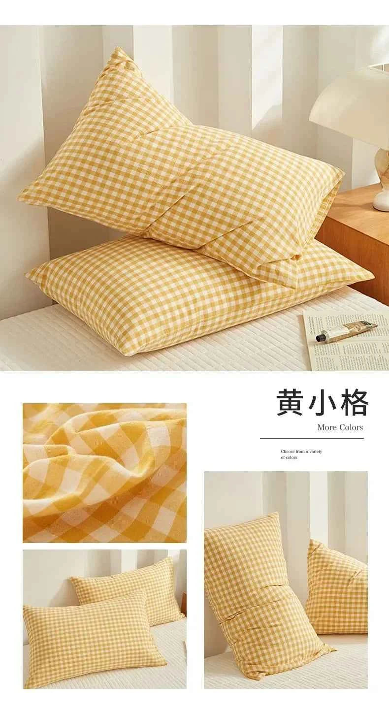 Pillowcase Envelope Style Plaid Couples Plain Ins 48x74cm 100% Pure Cotton Home Textile Household Bedroom Throw Pillow Case