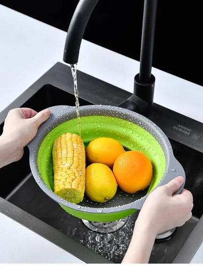 Silicone Collapsible Travel Colander and Kitchen Strainer for Pasta, Fruit and Vegetables