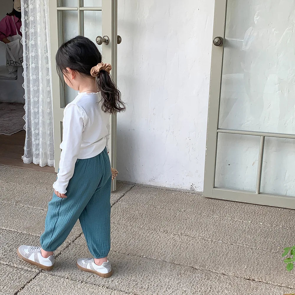 Spring Summer Mosquito Resistant Pants Toddler New Casual Loose Trousers Solid Color Pants Outer Wear Boys Girls Versatile Pants
