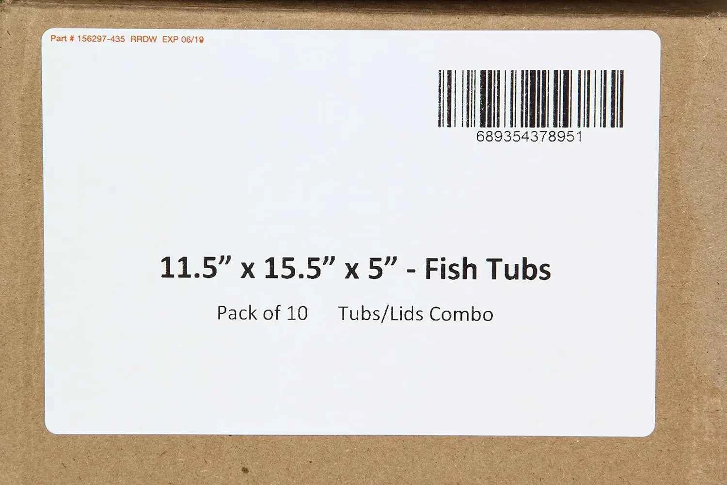 Fish Tubs/Food Storage Bins 25lb 11.5" x 15.5" x 5", Pack of 10 Deep Bases with Lids