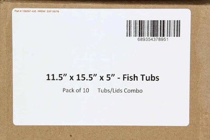 Fish Tubs/Food Storage Bins 25lb 11.5" x 15.5" x 5", Pack of 10 Deep Bases with Lids