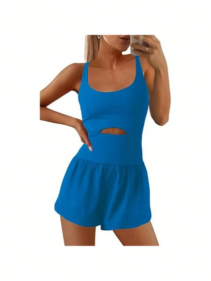 Women’s Sleeveless Gym Jumpsuit — Athletic Yoga & Running Romper