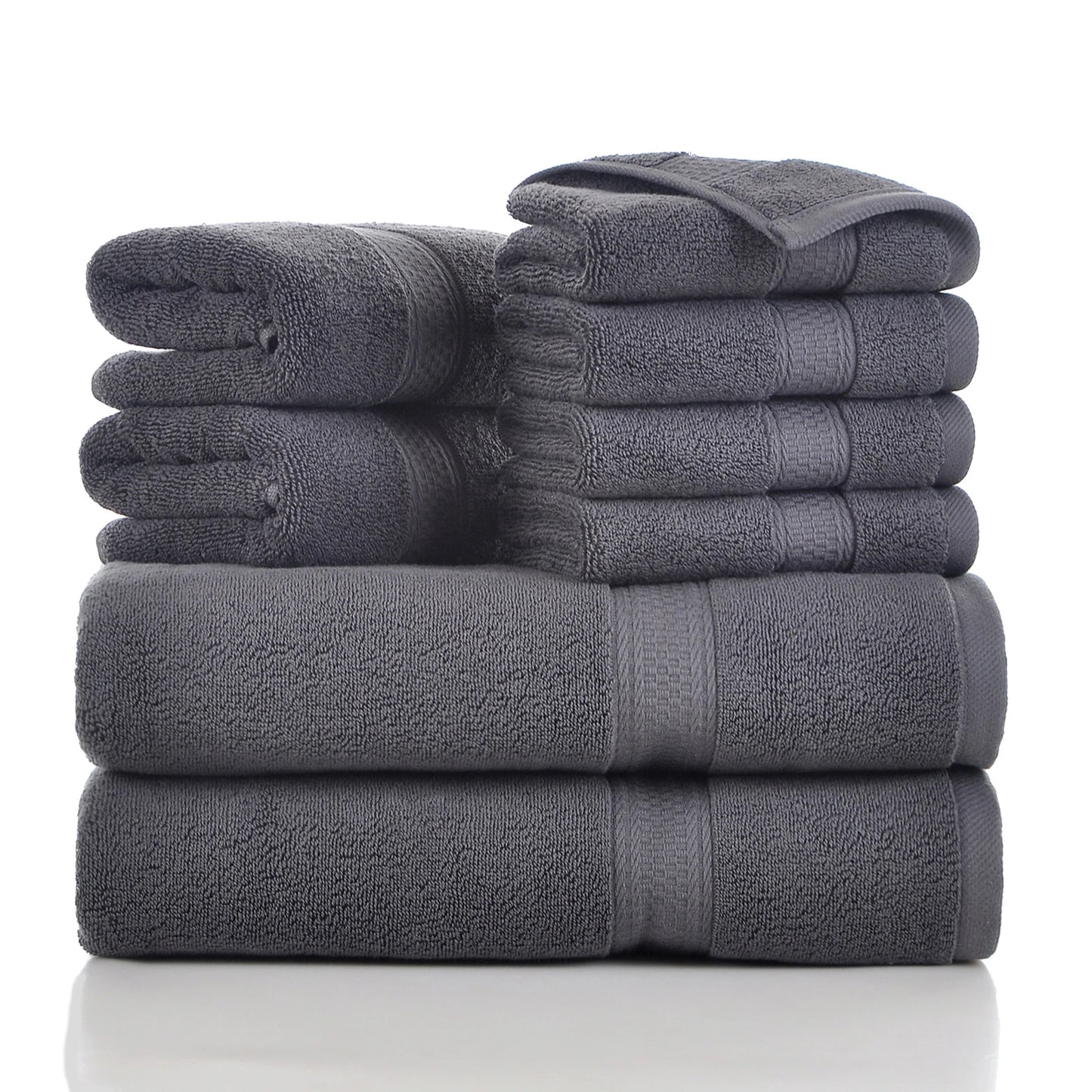 Towels 8 Piece Majestic Plush Luxury Towel Set, Cotton, Grey | Majestic - Bath Towel Set