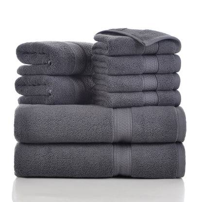 Towels 8 Piece Majestic Plush Luxury Towel Set, Cotton, Grey | Majestic - Bath Towel Set