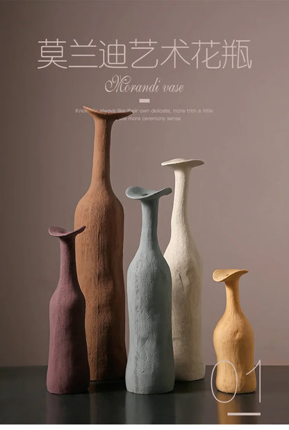 Nordic Handmade Ceramic Vase Textural Design for Modern Luxury Flower Vase Home Decor Elegant Decoration for Living Room Office