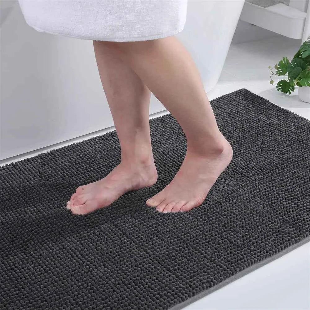 Olanly Chenille Bathroom Rug Extra Soft Shaggy Bath Mat Non-Slip Bathroom Floor Mat Water Absorbent Plush Microfiber Rugs Shower