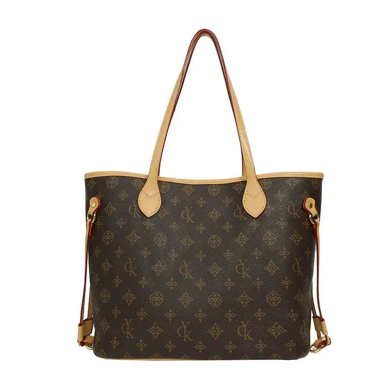 Brown Commuter Tote, Large Capacity Shoulder Bag