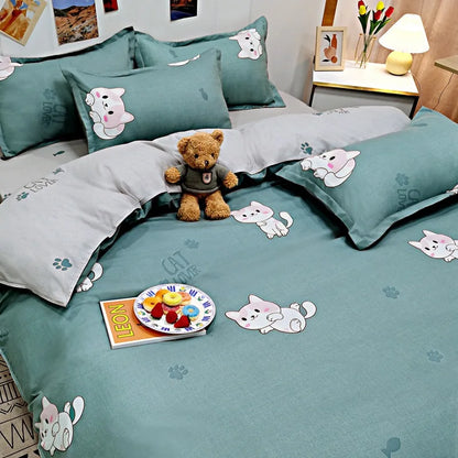 Daisy Print Washed Cotton Duvet Cover Set, King