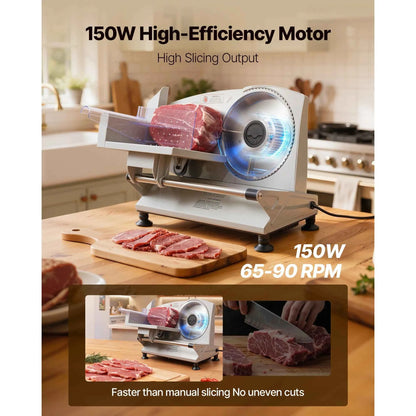 SucceBuy 6.7-10 inch Meat Slicer Electric Deli Slicer Machine with two SUS420 Blades Home Food-Slicer for Meat, Ham, Baguett