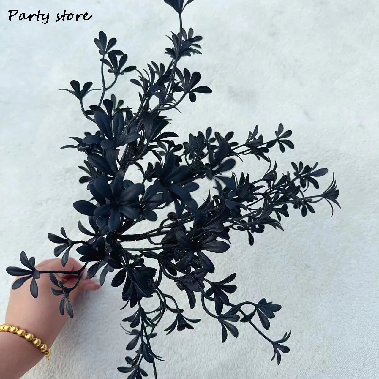 Black Halloween Artificial Plant Leave Branch Bamboo Dahlia Wedding Party Floral Material Home Table Vase Decor Accessories