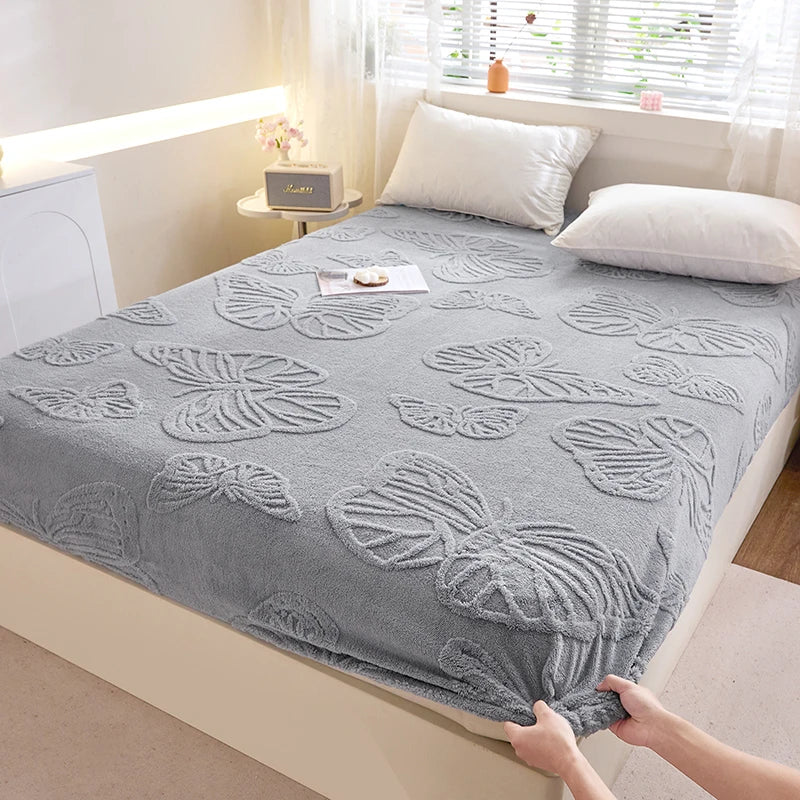 Flannel Fitted Sheet, Soft Thick Bedding, All Seasons