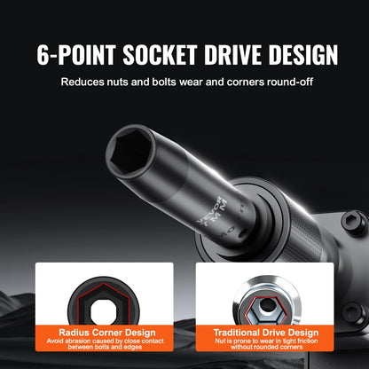 1/2" Drive Impact Socket Set 9 Piece Deep Socket Set Metric 29-38mm 6 Point Cr-Mo Alloy Steel for Auto Repair