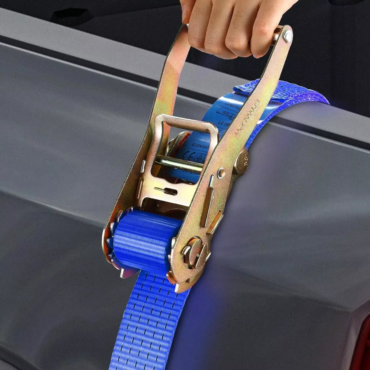 9m X 50mm Double J Hook Ratchet Straps 4Pcs 11,000 lbs Break Strength Heavy Duty Tie Down Straps for Trucks Motorcycle