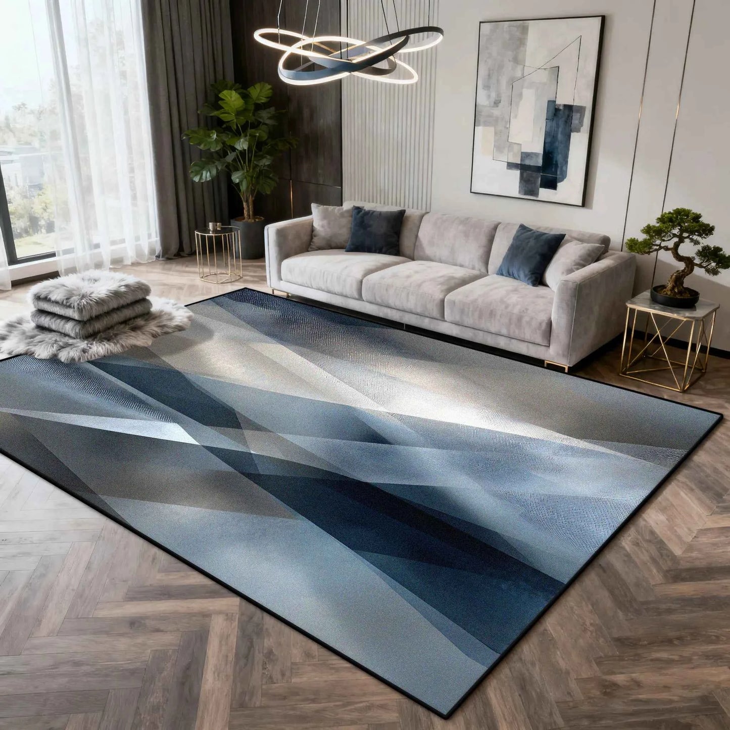 Nordic Light Luxury Carpet Abstract Art Decoration Home Living Room Large Rugs 200×300 Bedroom Cloakroom Plush Foot Mat Washable