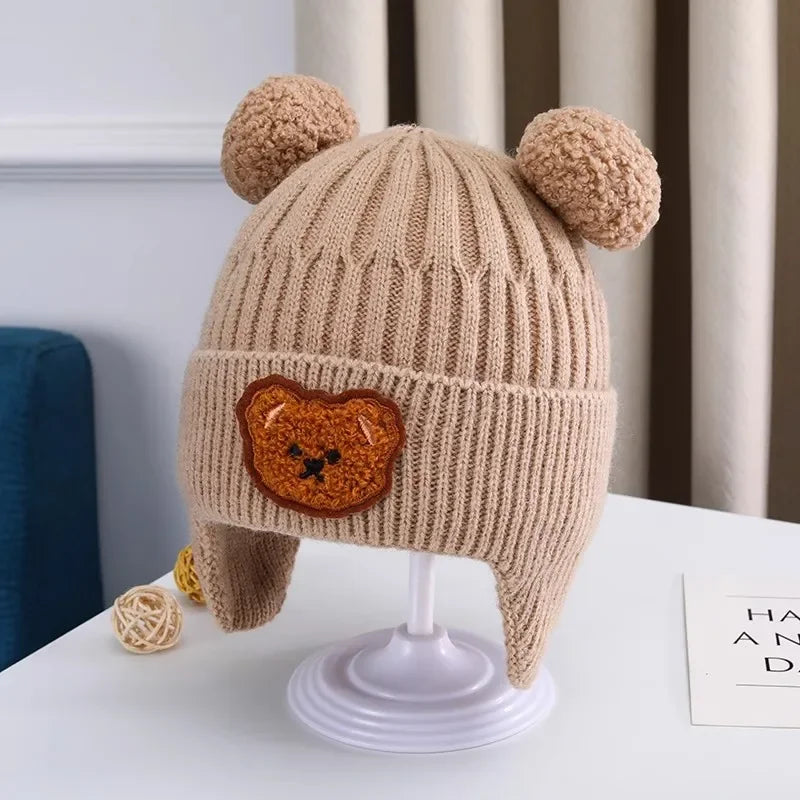 Wool Bear Ear Protection Winter Hat