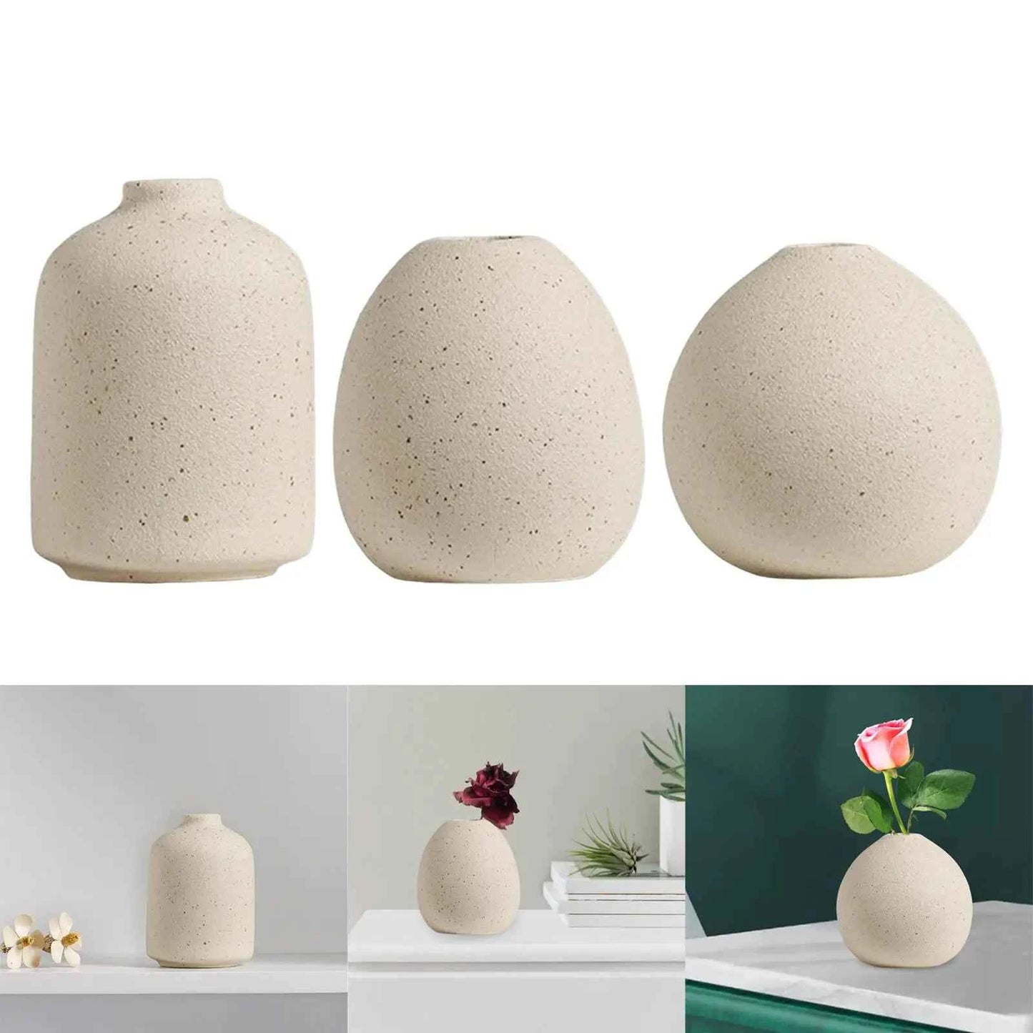 Nordic Flower Vases Floral Arrangements Decorative Art Vases Boho Ceramic Vase for Farmhouse Entryway Home Mantel Accessories