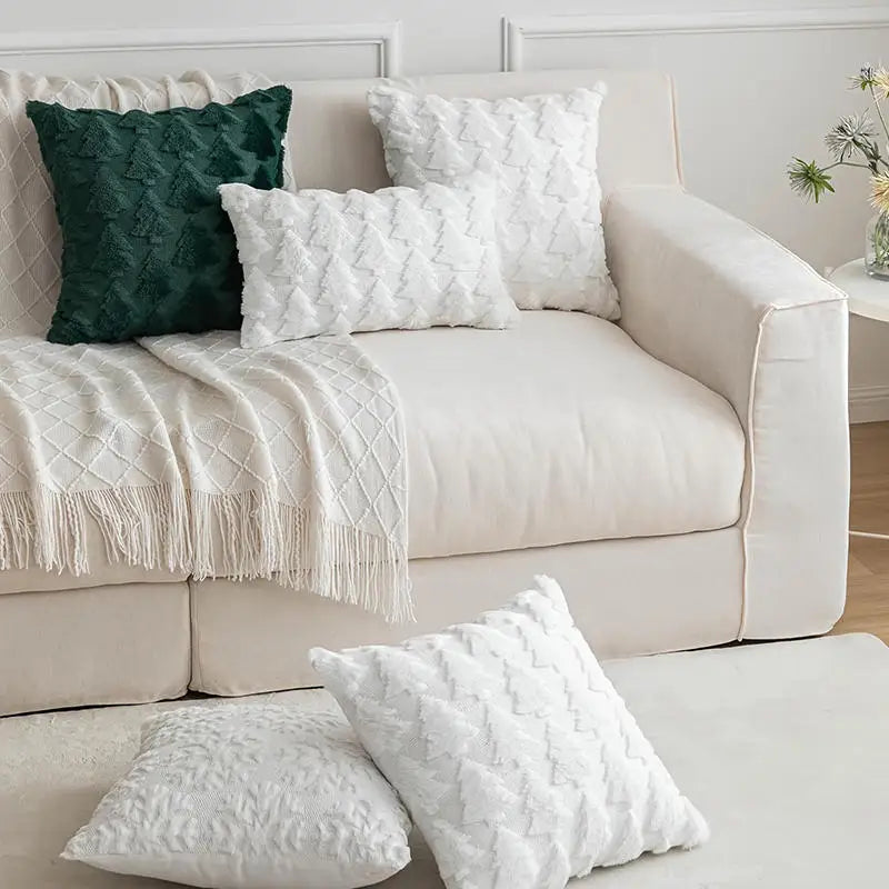 Christmas Decorative Pillow Cover, White, Holiday Decor