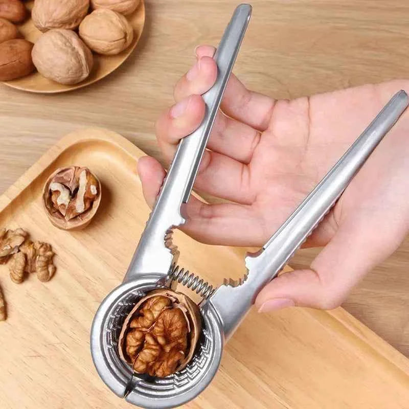 4in1 Walnut Clip Nut Cracker Silver Metal Pecan Chestnut Clips Opener Nut Plier Shelling Tools Home Kitchen Gadgets Accessories