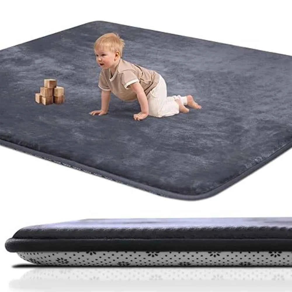 VIKAMA Solid Color Thickened Flannel Carpet - For Living Room Rug, Children's Crawling Mat & Bedroom Bedside Blanket