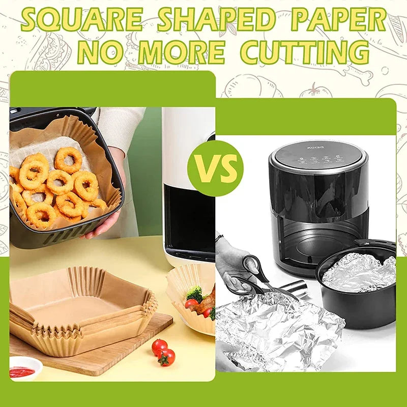 Disposable Air Fryer Liners, Square & Round Non-Stick Baking Paper