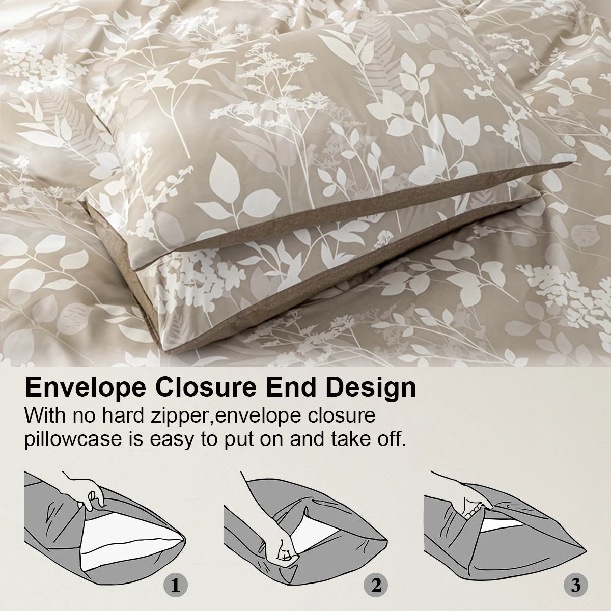 Sunlight Plant Print Duvet Cover Set, 3-Piece