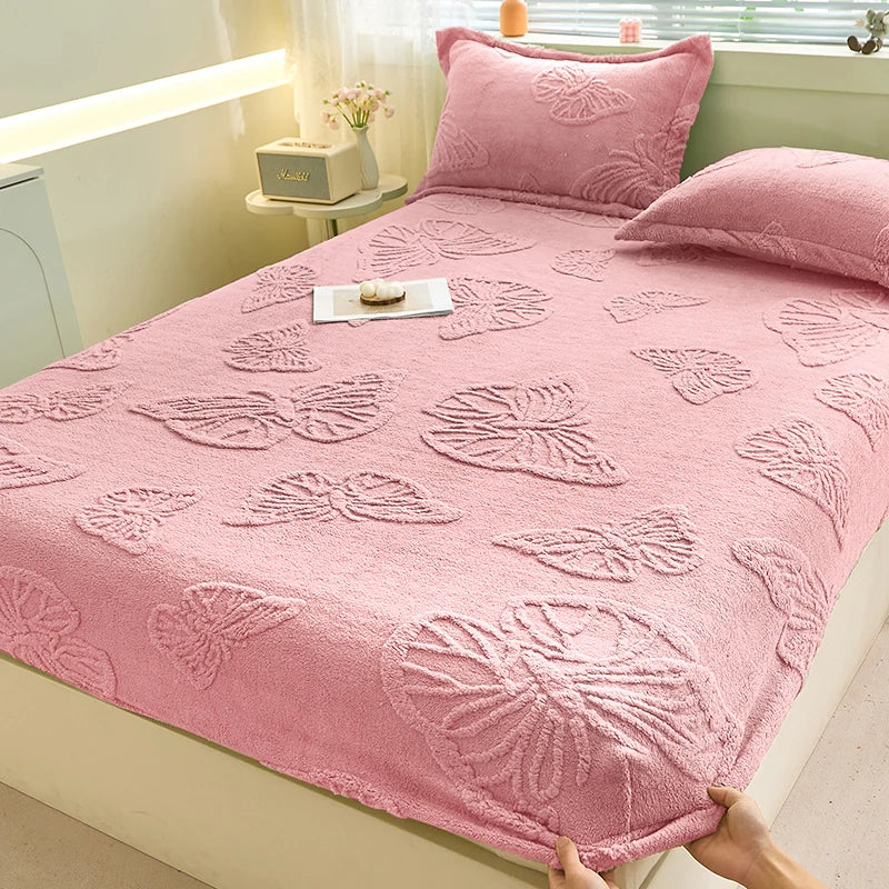 Flannel Fitted Sheet, Soft Thick Bedding, All Seasons