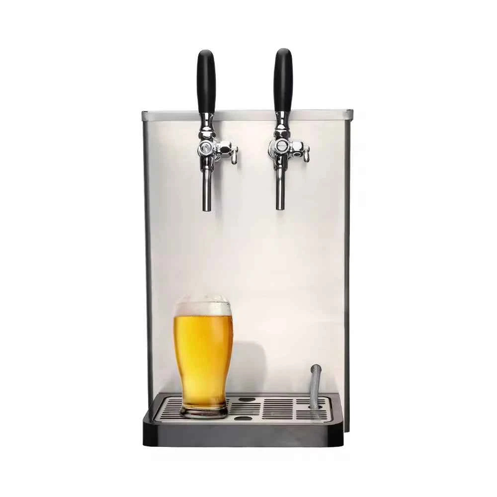 Countertop Draft Beer Cooler - Dual/Single Tap Stainless Steel Dispenser, Temperature Control, Fast Cooling, Easy Clean