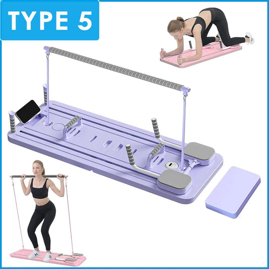 Multifunctional Pilates Board with Resistance Bands | Push-Up & Core Trainer