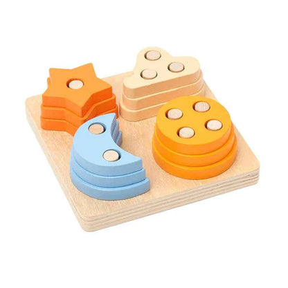 Montessori Toy Wooden Building Blocks Early Learning Educational Toys Color Shape Match Kids Puzzle Toys For Children Boys Girls