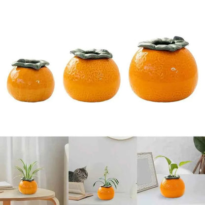 Orange Vase Orange Ceramic Desktop Mini Tea Can Cute Ceramic Indoor Flower Pot