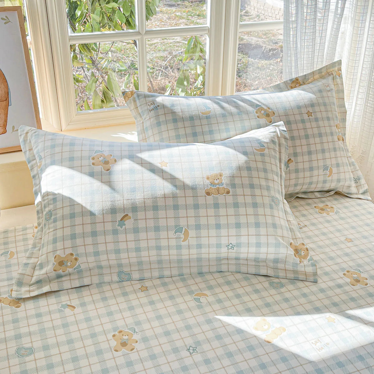 100% Cotton Cute Bear Print Bed Sheet, All Sizes