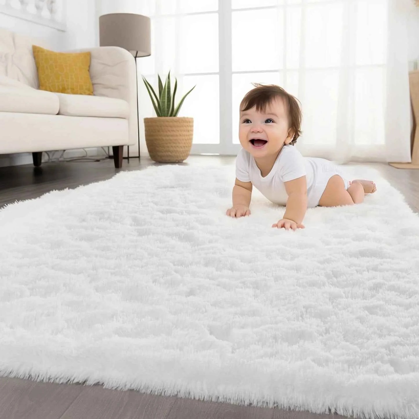 VIKAMA Minimalist Style Living Room Carpet, Fluffy And Slip-Resistant Children's Room Mat, Bathroom Carpet, Home Decoration