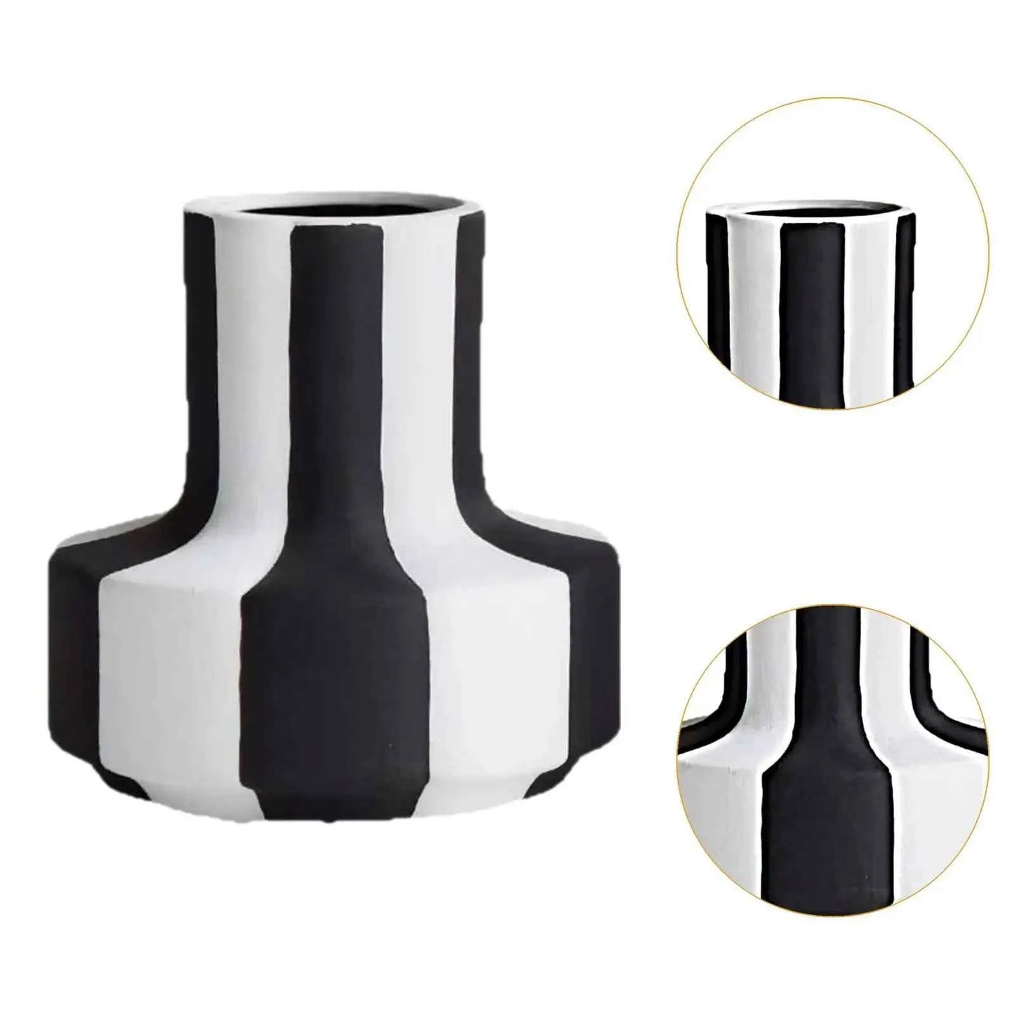 Flowerpot Planter Home Decoration Black and White Striped Vase Flower Vase for Restaurant Outdoor Dining Table Bedroom