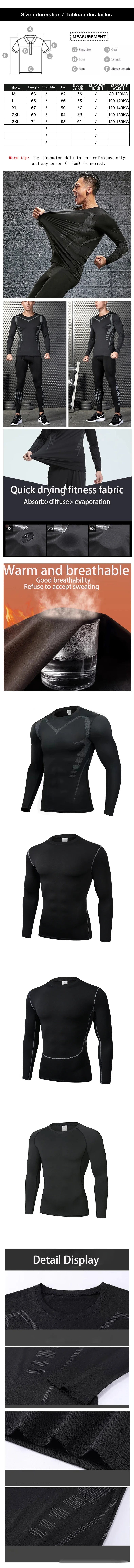 Men's T-shirt Men Running Sport T Shirt Men Compression Fitness Tops Tee Quick DryTight Training Gym Sport Running Shirts Jersey