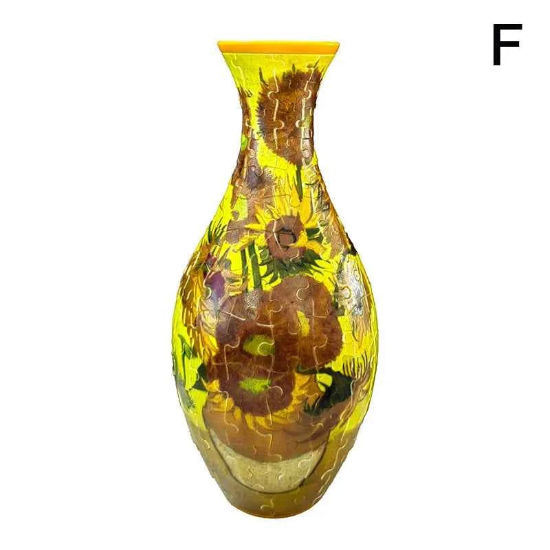 3D Puzzle Vase Flower Porcelain Design DIY Assembly Educational Toy Home Decoration House Arrangement Warming Christmas Gift Toy