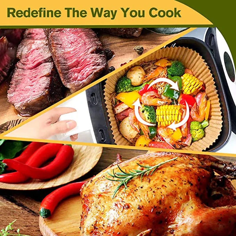Disposable Air Fryer Liners, Square & Round Non-Stick Baking Paper