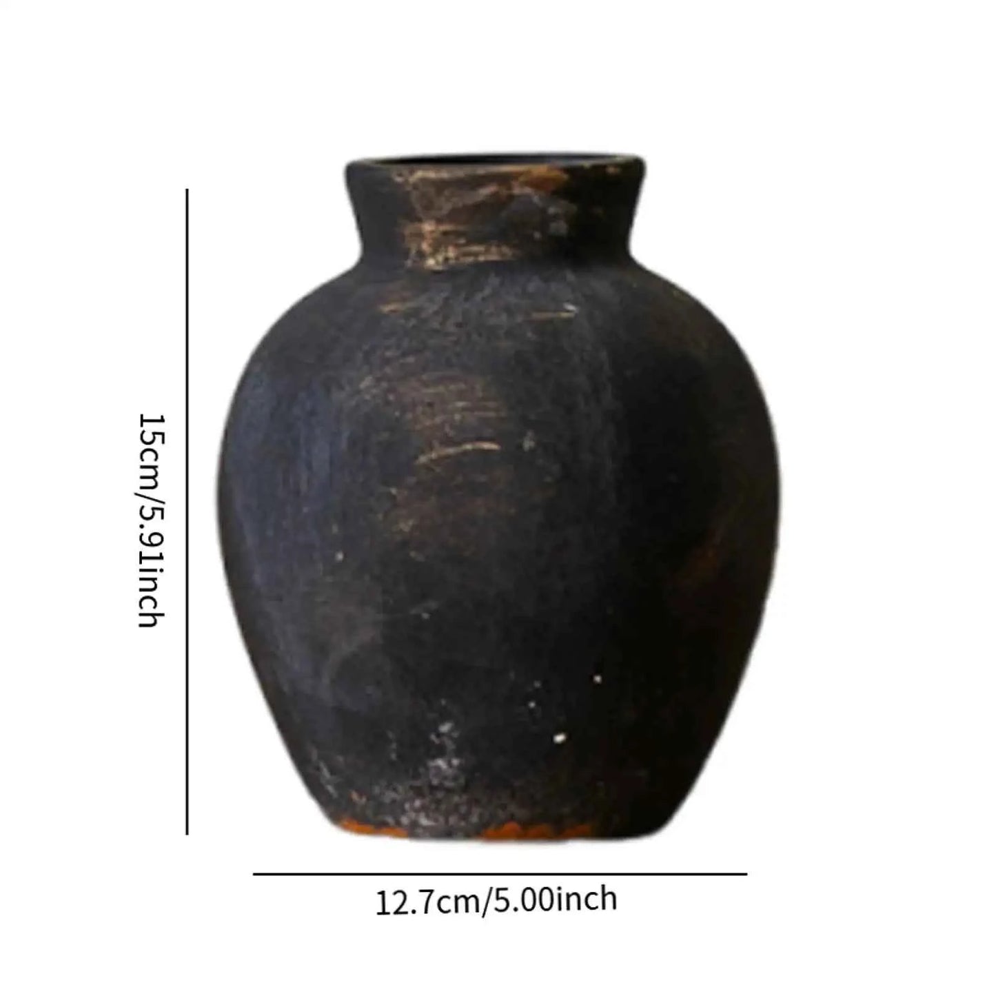 Rustic Ceramic Vase Farmhouse Flower Vase Display Decorative Wabi Sabi Flower Holder for Fireplace Christmas Party Desktop