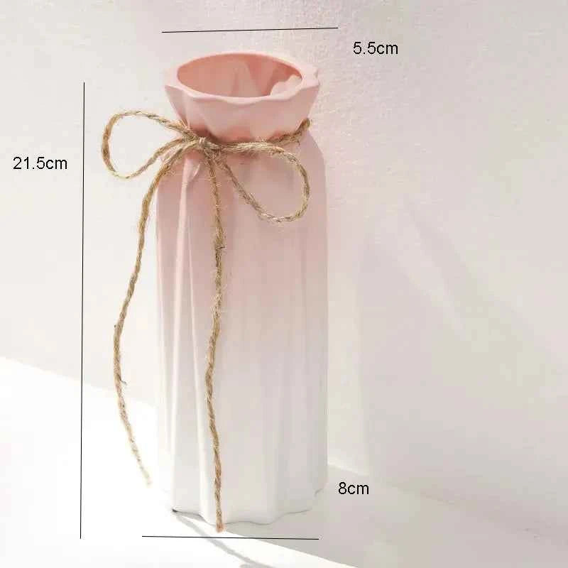 Nordic Plastic Vase Simple Pink Fresh Flower Pot Storage Bottle for Flowers Living Room Modern Home Decorations Ornaments