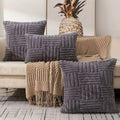 Boho Faux Fur Plush Throw Pillow Cover, Grey