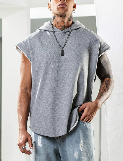 Solid Color 2023 Brand New Men's Tank Tops Vest Sleeveless Tees For Male Hooded Man Vests Tops Hip Hop Men Tank Top T shirt