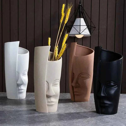 Ceramic Candlestick Art Vase Sculpture Crafts Human Face Flower Pot Handmade Garden Storage Flower Arrangement Home Decors