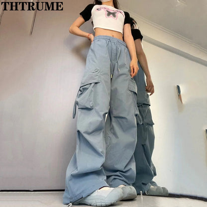 Women's Retro Vintage Baggy Pants — High Street Drawstring Pocket Jogger Trousers