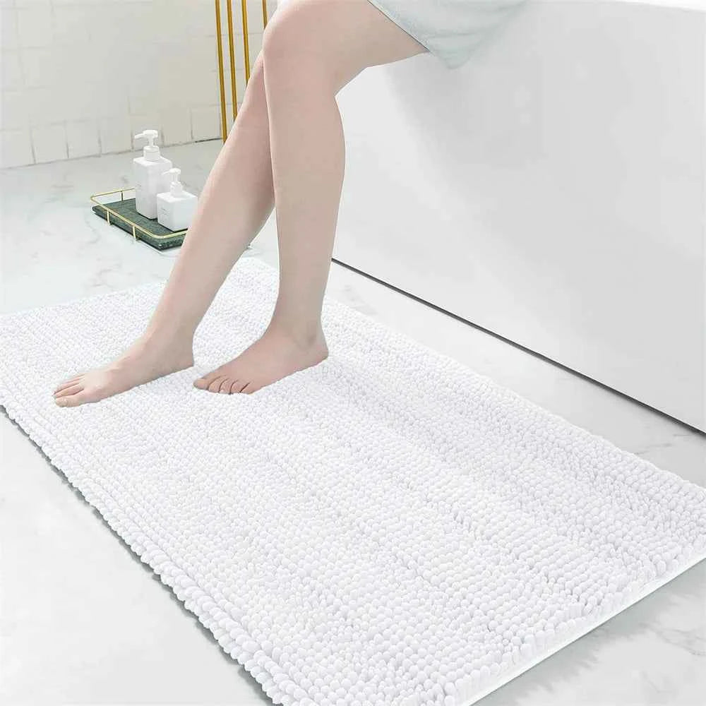 Olanly Chenille Bathroom Rug Extra Soft Shaggy Bath Mat Non-Slip Bathroom Floor Mat Water Absorbent Plush Microfiber Rugs Shower