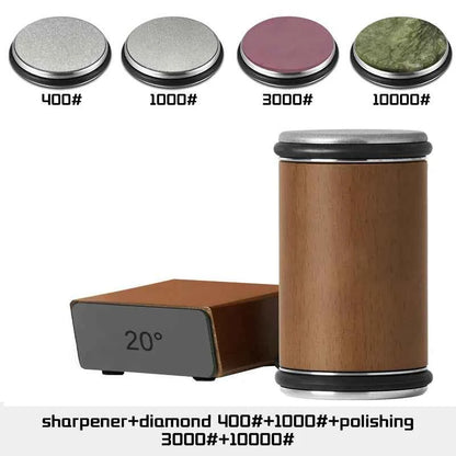 Rolling Knife Sharpener Double Sided Diamond Sharpening Stone 15/20° Degree Magnetic Angle Roller Sharpening for Kitchen Knives